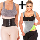 Combo Faja Cami Térmica Neopreno (Gris)+Super Afinador De Cintura (Negro) NEOPOWER