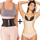 Combo Faja Camiseta Powernet doble compresión(Beige)+Super Afinador de Cintura(Negro) NEOPOWER