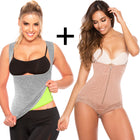 Combo Faja Cami Térmica (Gris) en Neopreno+Faja Panty Levanta Cola(Mocca) NEOPOWER