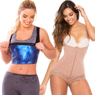 Combo Faja Camiseta Térmica Osmotex (Negro) + Faja panty levanta cola doble compresión (Mocca) NEOPOWER